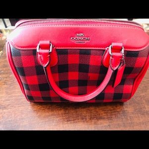 Coach Mini Bennet Satchel Red Black Gingham